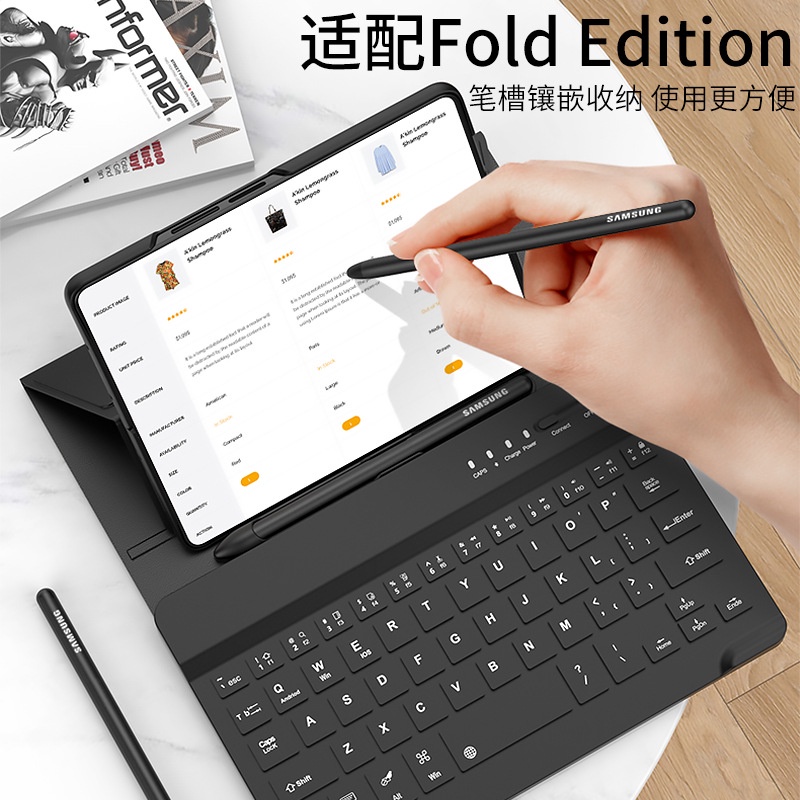 Bao Da Máy Tính Bảng Siêu Mỏng Tích Hợp Bàn Phím Bluetooth Không Dây Gấp 3 Có Thể Làm Giá Đỡ Cho Samsung Z Fold4