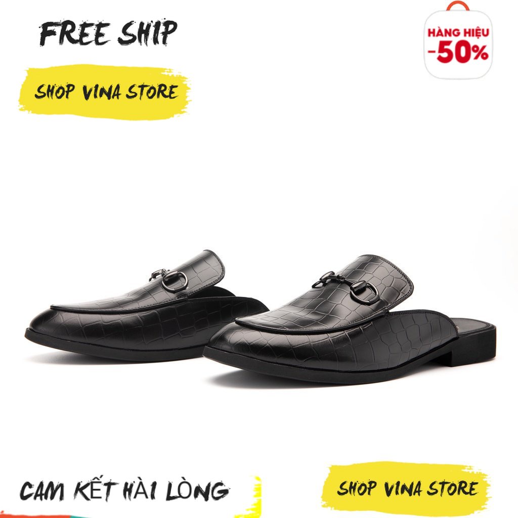Giày Sục Nam Công Sở XOĂN SHOP Da Pu Pu Size 38 Đến 42 Màu Đen/Vàng - S002 Hàng Cao Cấp Da Mềm