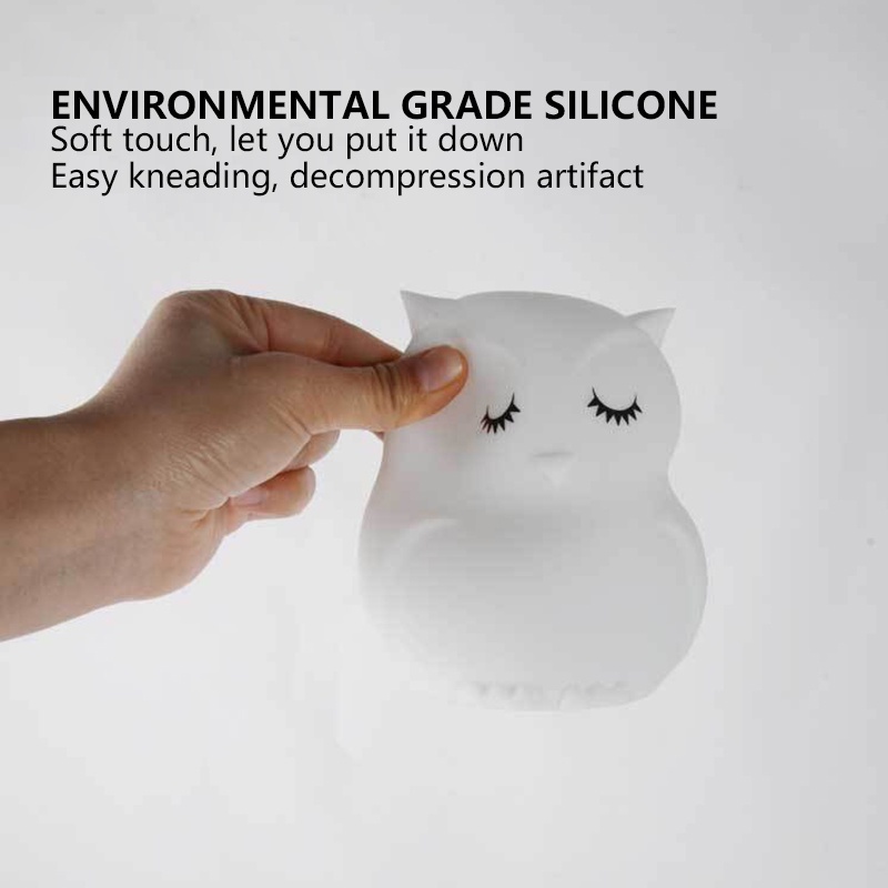 Đèn Ngủ Silicone Hình Cú Thay Đổi Màu Sắc Độc Đáo