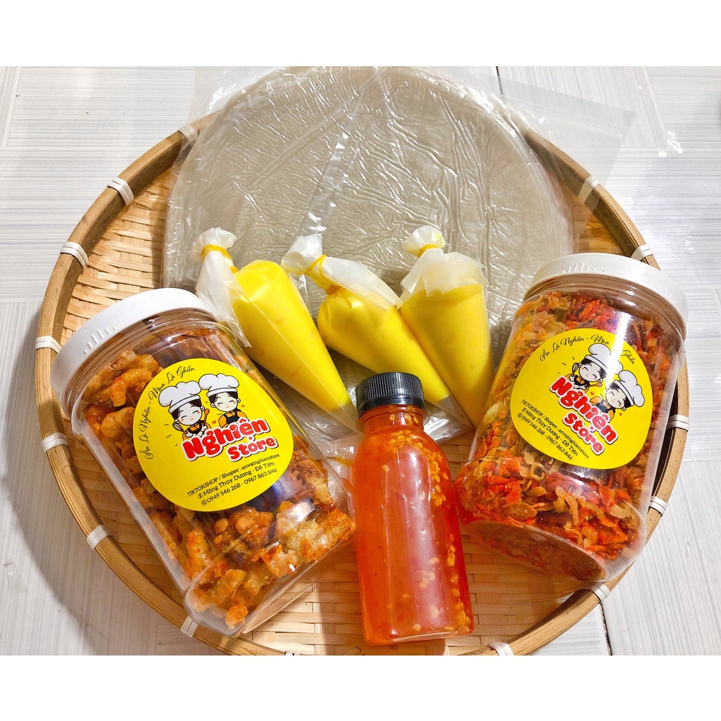 Combo Tóp Mỡ Da Heo Bơ Tỏi Bánh Tráng Phơi Sương 300Gr | Nghiện Store | Freeship