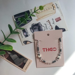 𝐓𝐇𝐄𝐎 - Dây Chuyền Choker Pha Lê Hạt Trai Xám