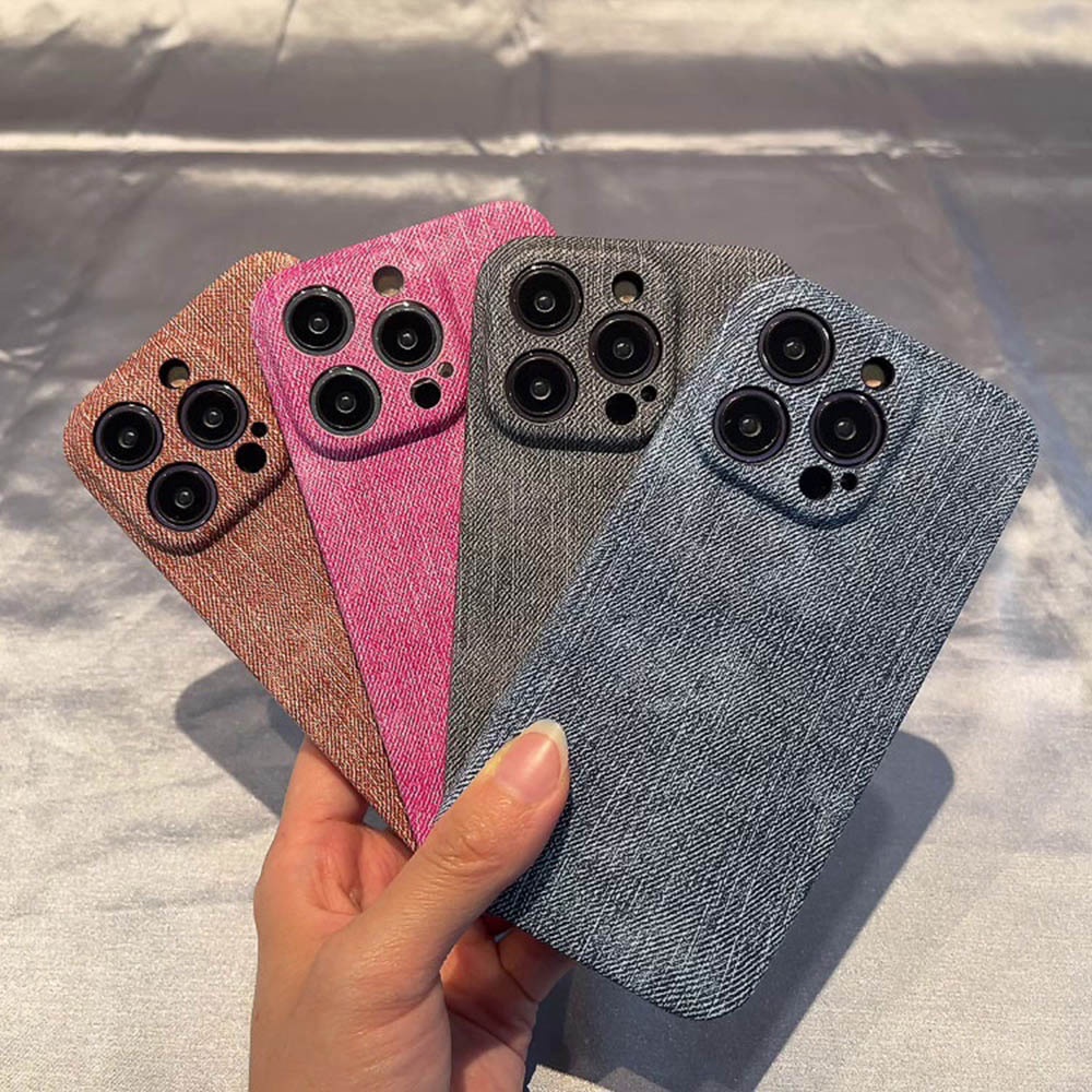 Ốp Điện Thoại Da Denim Mềm Chống Trượt Bảo Vệ Ống Kính Máy Ảnh Cho iPhone 14 Pro 11 13 12 Pro Max 14 Plus 14Pro 13Pro