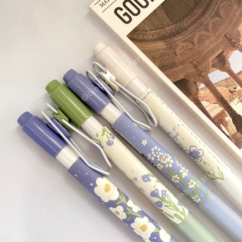 Bút gel MURA Little Daisy phong cách Nhật Bản, ngòi kim, mực đen 0.5 mm BMR-8172