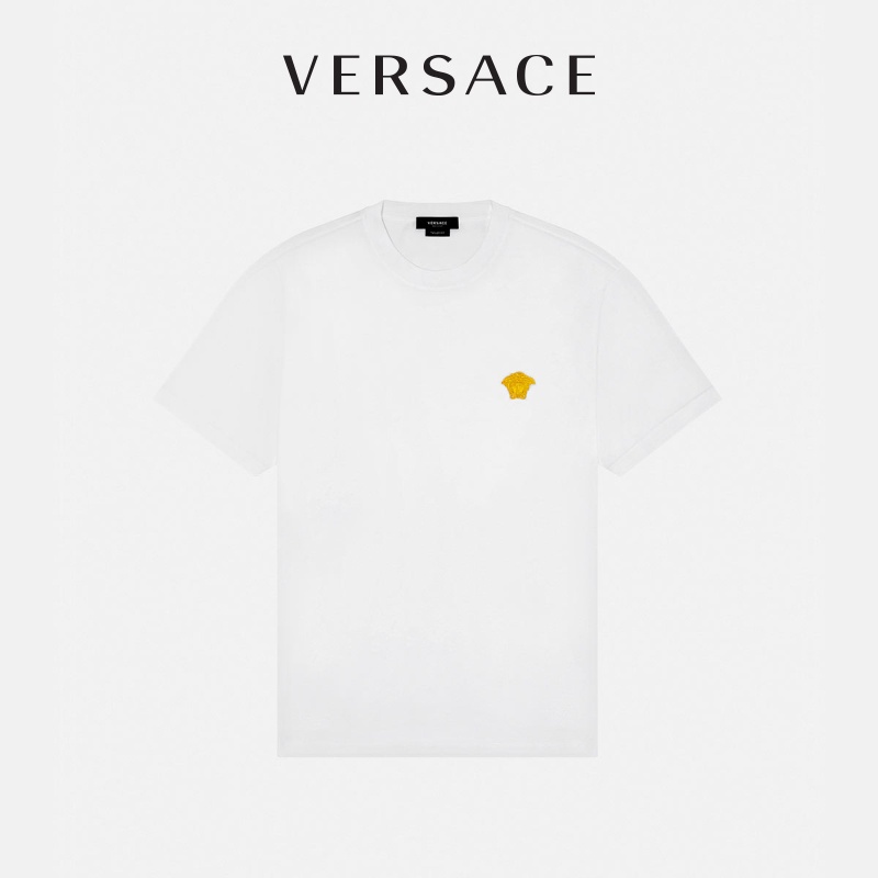 Áo Thun Cotton Ngắn Tay Logo Versace Cá Tính Dành Cho Nam
