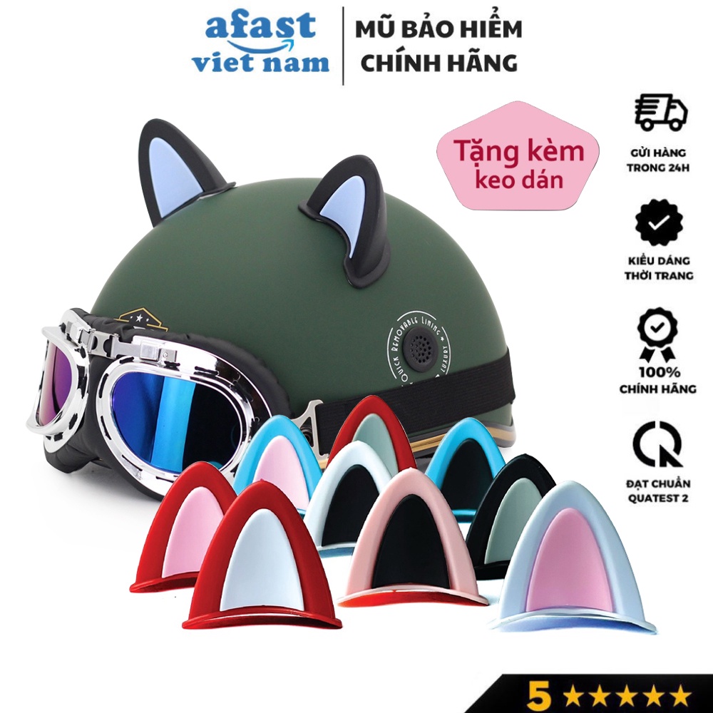 Tai Mèo gắn mũ bảo hiểm ( 1 cặp ) HT Helmet siêu xinh, phiên bản mới phối 2 màu siêu độc lạ