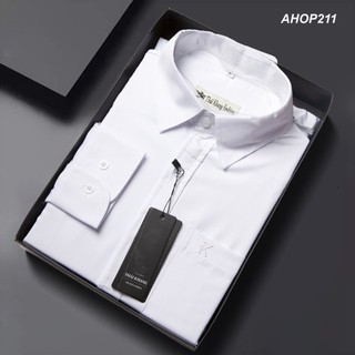 Áo sơ mi trắng nam dài tay cao cấp vải lụa mềm mịn co giãn nhẹ mặc mát AHOP21