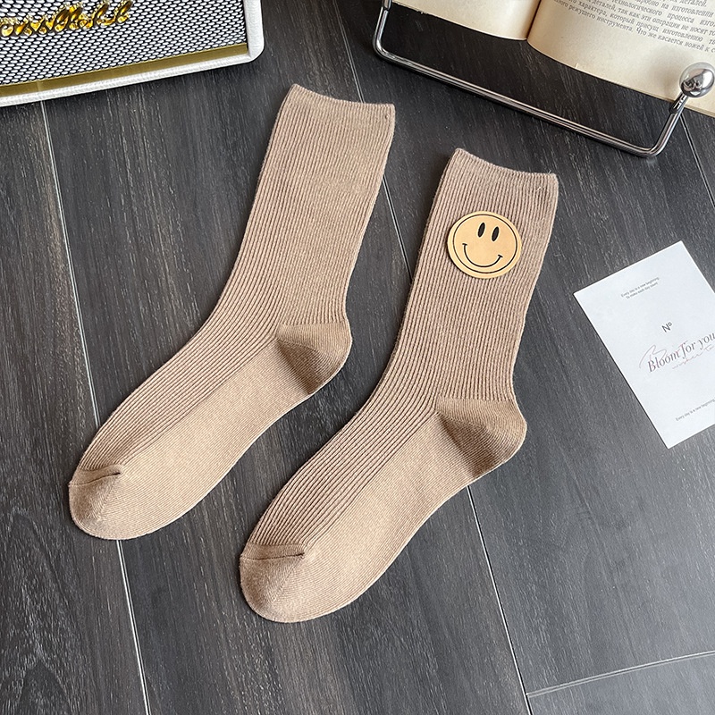 Vớ Cổ Trung Họa Tiết Mặt Cười Thời Trang Thu Đông Phong Cách Nhật Bản Dành Cho Nữ