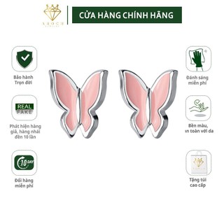 Khuyên tai bạc ý s925 cánh bướm hồng dễ thương g2789 - aroch jewelry