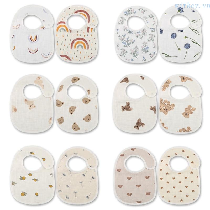 Set 2 Yếm Ăn Cotton Chống Nước Dành Cho Bé Gái