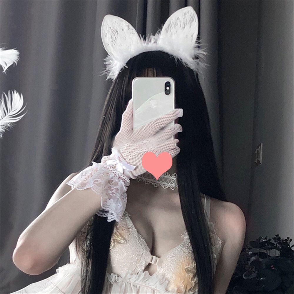 Cài tóc tai mèo/tai cáo phối lông gắn chuông kiểu dáng dễ thương dành cho bạn gái