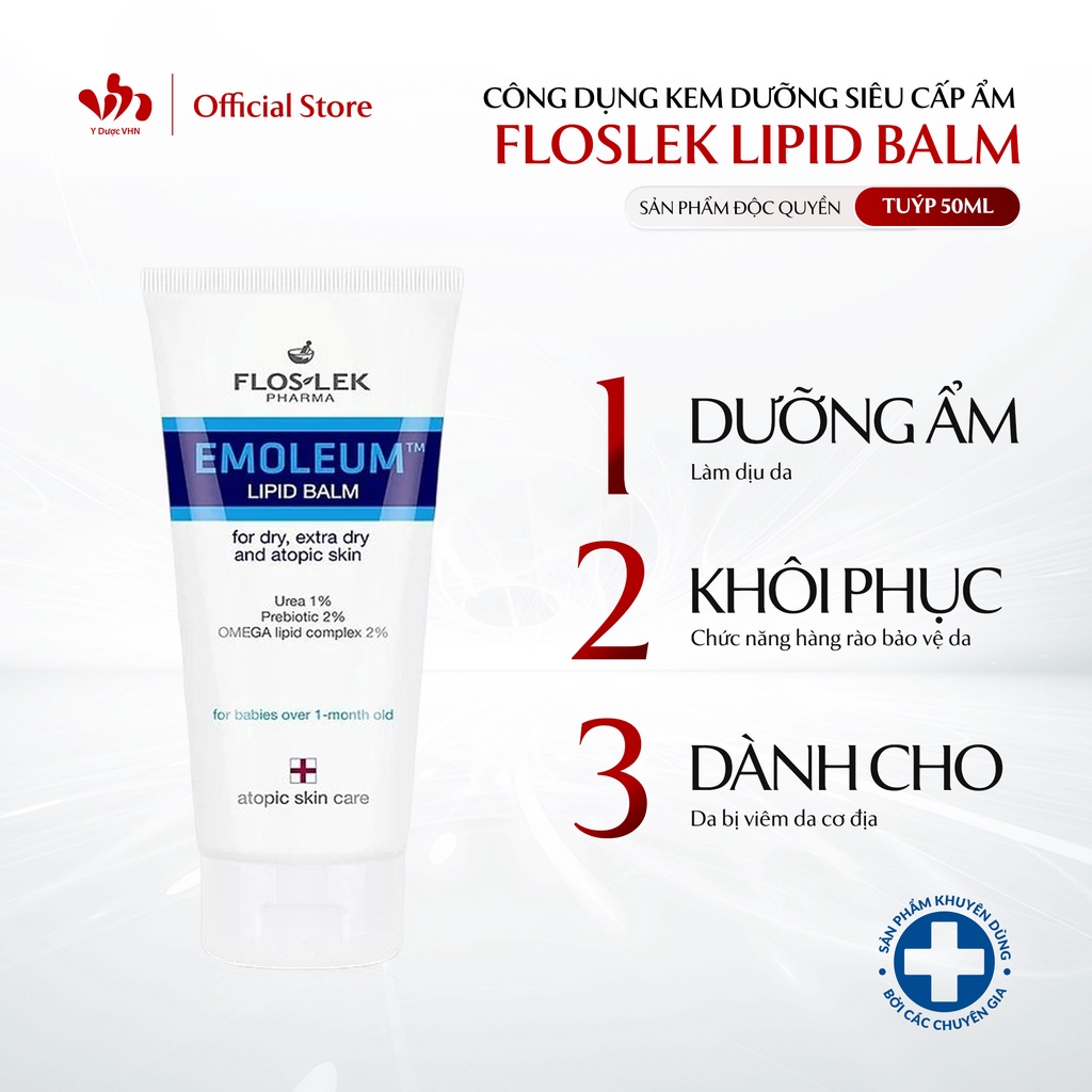 Kem dưỡng ẩm body Floslek Lipid Balm 50ml - làm mềm mịn da - chống nẻ - dành cho da khô - da ngứa - mẩn đỏ cơ địa