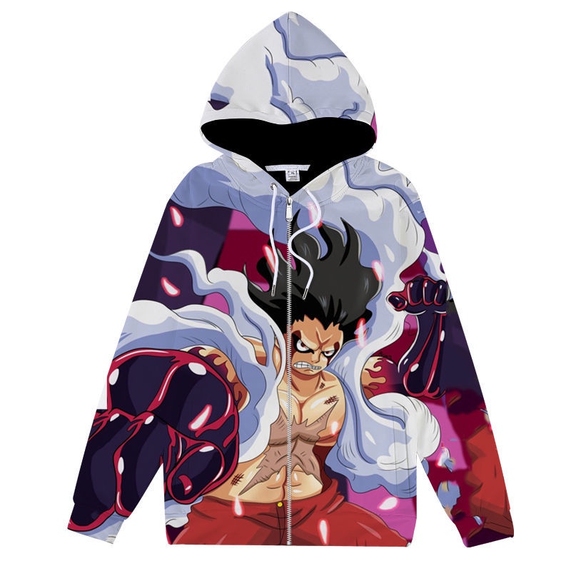 Áo Khoác Hoodie Dáng Rộng Có Khóa Kéo In Hình One Piece 3d Thời Trang Mùa Thu Cho Nam