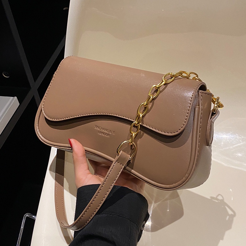 Túi Đeo Chéo Hình Vuông Cỡ Nhỏ Phối Dây Đeo Sợi Xích Thời Trang Cho Nữ