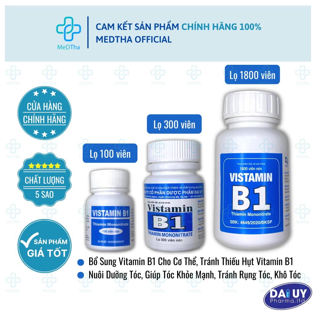 VISTAMIN B1 - Bổ sung Vitamin B1 cho cơ thể, hỗ trợ cải thiện tình trạng thiếu vitamin Dược Đại Uy 