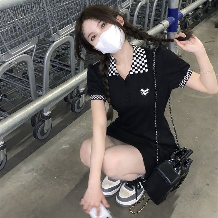 Đầm Đen Cổ Polo Tay Ngắn Thời Trang Mùa Hè 2022