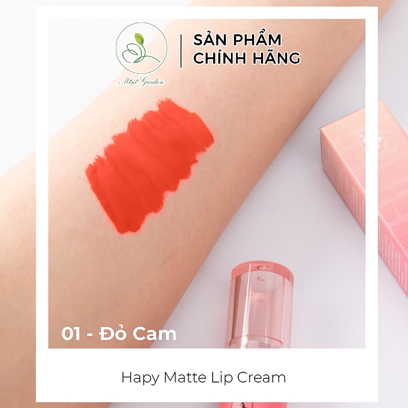 Son Ha:py Matte Lipcream Mini Garden 3.5ml và bông tẩy trang PV1036