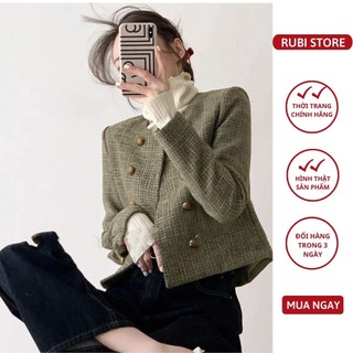 A697 - áo dạ nữ linh rubi store dạ tweed cúc đồng dáng ngắn tiểu thư sang chảnh