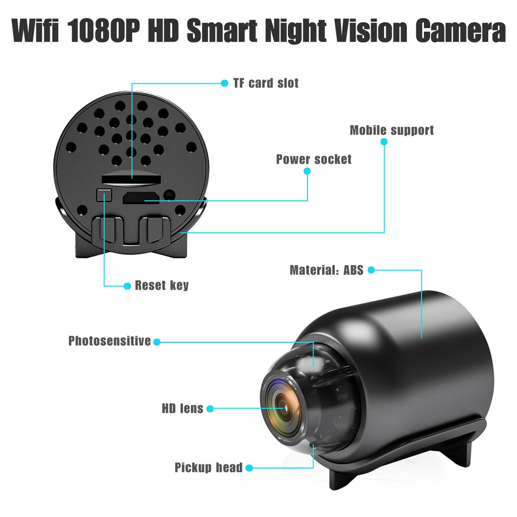 Camera An Ninh Không Dây Kết Nối Wifi, Độ Phân Giải 1080P HD, Hỗ Trợ Quay Ban Đêm