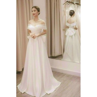 ĐẦM XOÈ BẸT VAI THẮT NƠ LƯNG DÀI THƯỚT THA hình thật