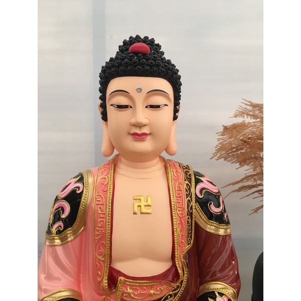 01 Tượng phật bà quan âm /A di đà /Thế chí ngồi 45 sơn trắng, vàng