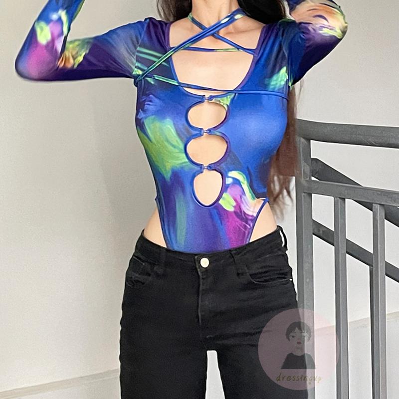 Bộ Áo Liền Quần Tay Dài Nhuộm Màu Độc Đáo Thời Trang Cho Nữ