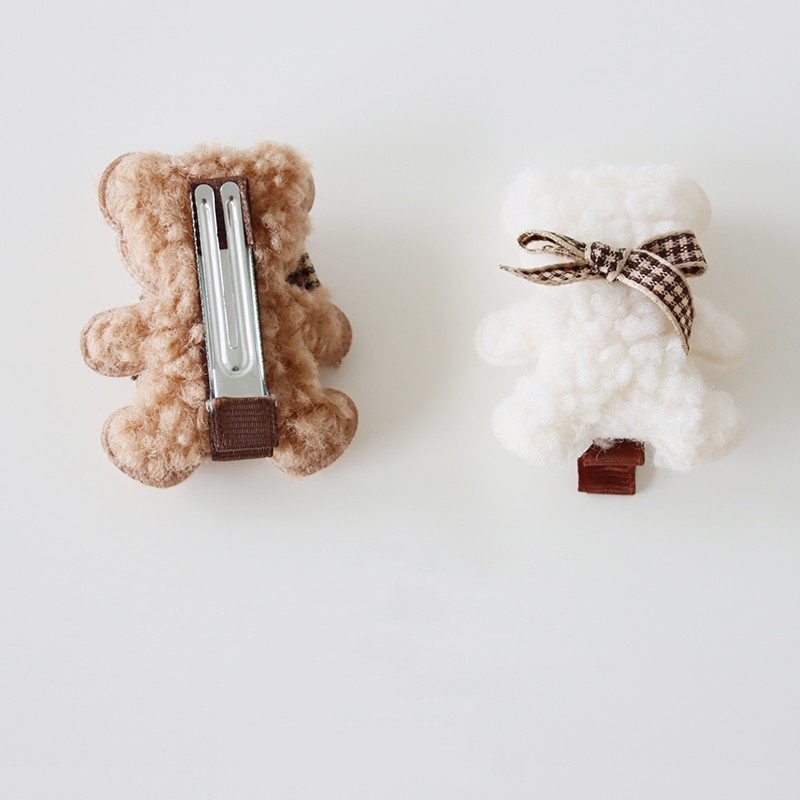 Kẹp Tóc Hình Gấu Nhồi Bông Dễ Thương Phong Cách Hàn Quốc