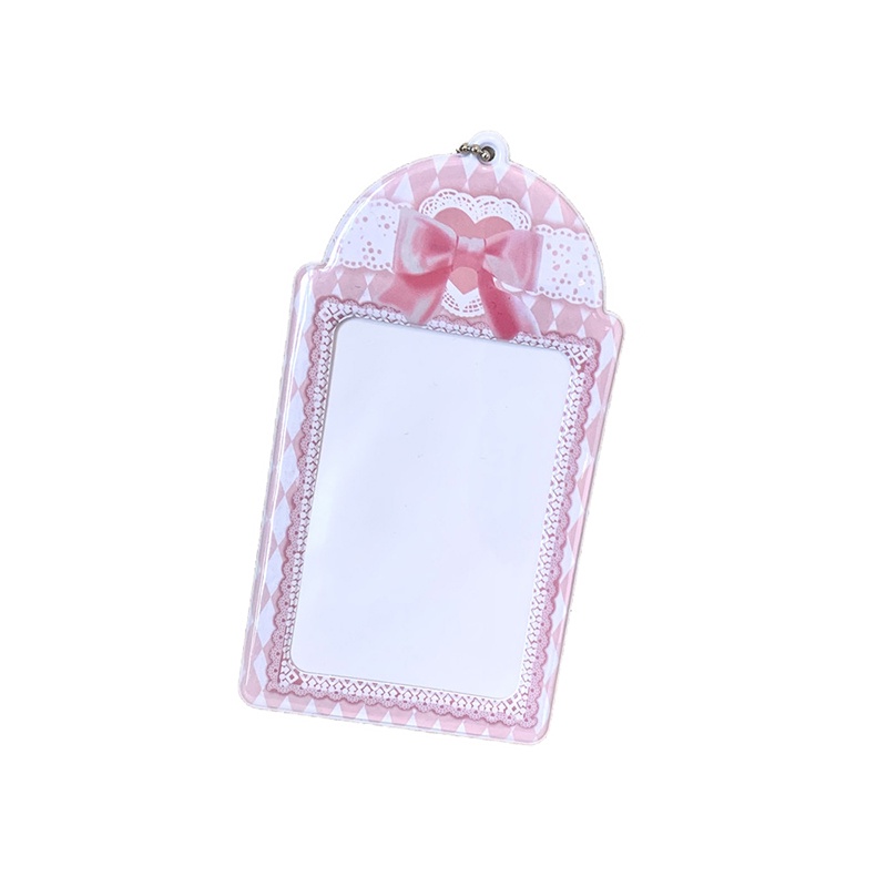 Khung Nhựa PVC 3Inch Bảo Vệ Thẻ / Móc Khóa DIY Hình Nơ Phối Ren Xinh Xắn