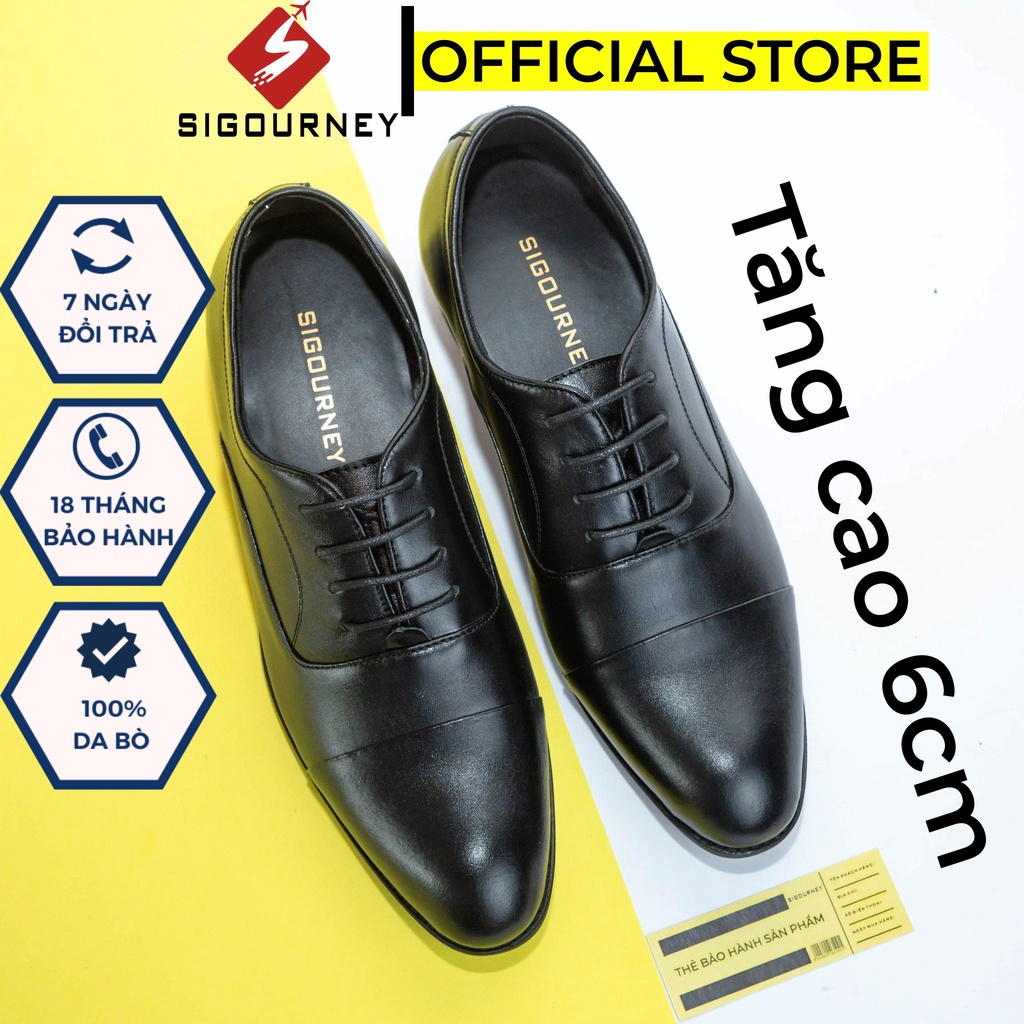 Giày tây nam tăng chiều cao hoàn toàn bí mật - Giày oxford nam tăng cao chất liệu da bò Manzo GC304