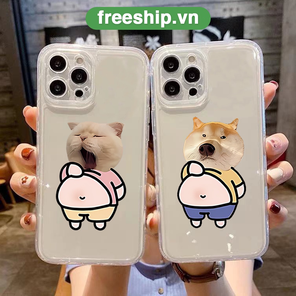 Ốp iphone silicon viền vuông độc lạ nam nữ chó mèo hoạt hình cặp đôi dễ thương 6/6s/7/8/X/XS/XR/11/12/13/14 Pro Plus