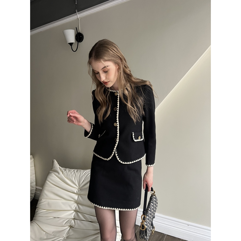 TIFFANY STUDIOS - Set Áo Khoác Và Chân Váy Đen Thanh Lịch - EMILY SET