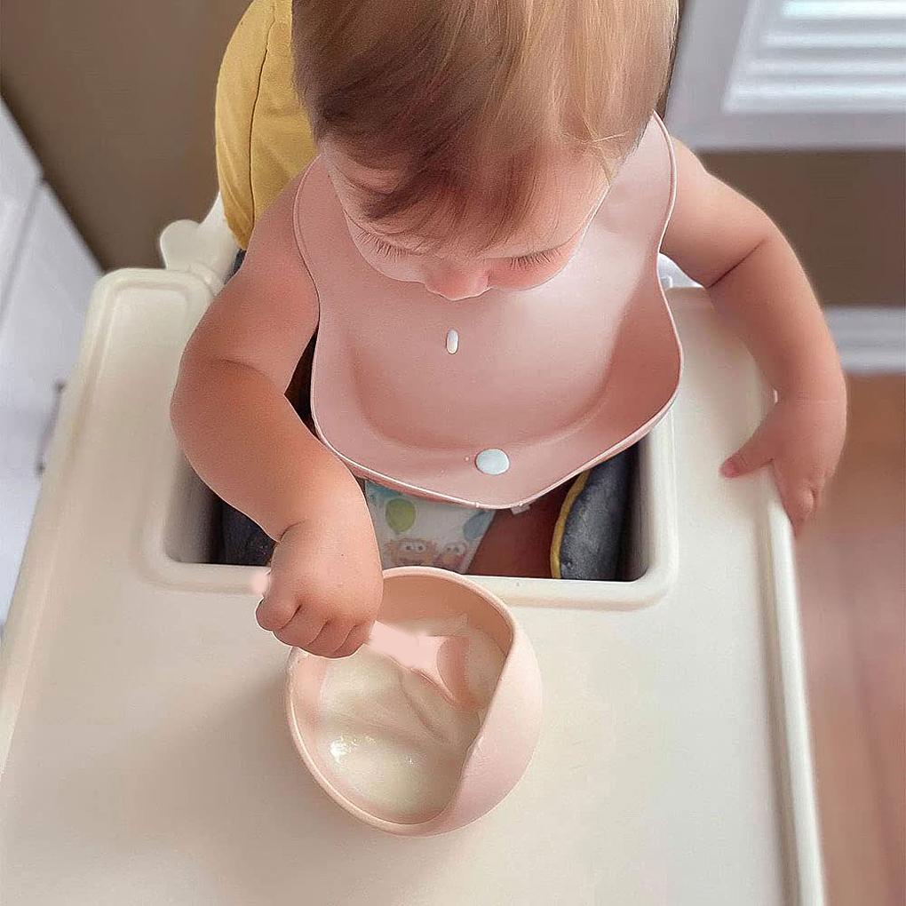 Bộ Tô Và Muỗng Silicone Chống Tràn Có Thể Tái Sử Dụng An Toàn Cho Bé