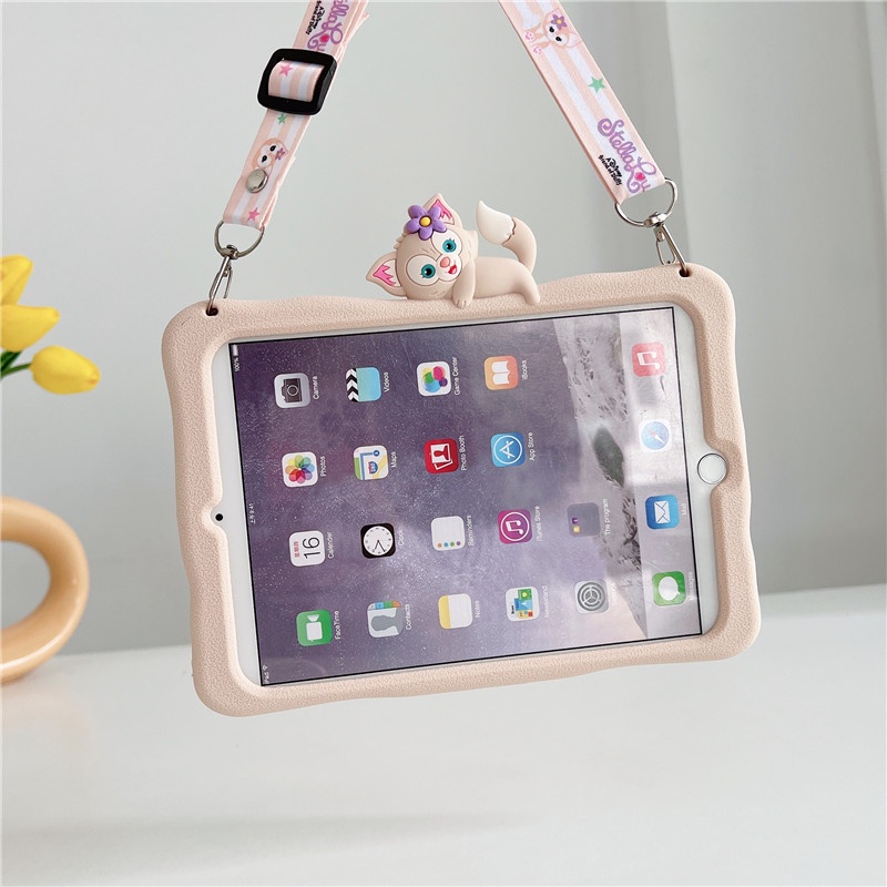 Ốp Bảo Vệ Máy Tính Bảng Bằng Silicon Mềm Hình Hoạt Hình Có Dây Đeo Vai Cho Samsung Galaxy Tab A 8.0 2019 SM-T290 T295
