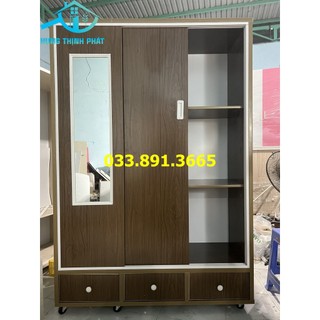 Tủ quần áo 3 cánh cửa trượt , cửa lùa gương ngoài nhựa đài loan