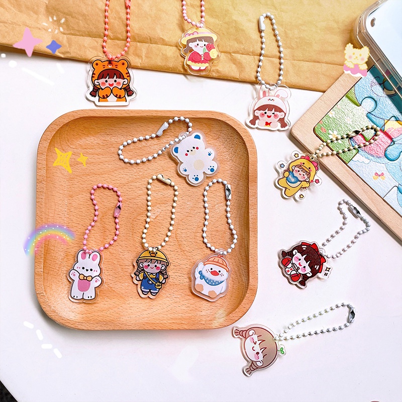 Móc Chìa Khóa Bằng Acrylic Họa Tiết Hoạt Hình Dễ Thương