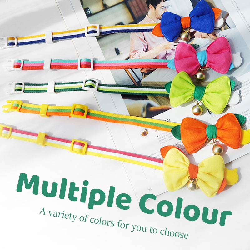 HamshMoc Vòng Cổ Nhẹ Mềm Mại Thoải Mái Bền Bỉ Có Chuông Và Nơ Dễ Thương Có Thể Điều Chỉnh Cho Thú Cưng / Mèo / Thỏ