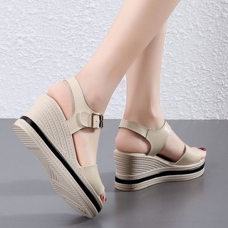 2022 giày cao gót mũi nhọn giày cao gót đế vuông giày cao gót 7 phân giày cao gót big size giày cao gót nữ 7p Giày Sandal Đế Xuồng Dày Quai Da Mềm Thời Trang Mùa Hè 2022 Cho Nữ