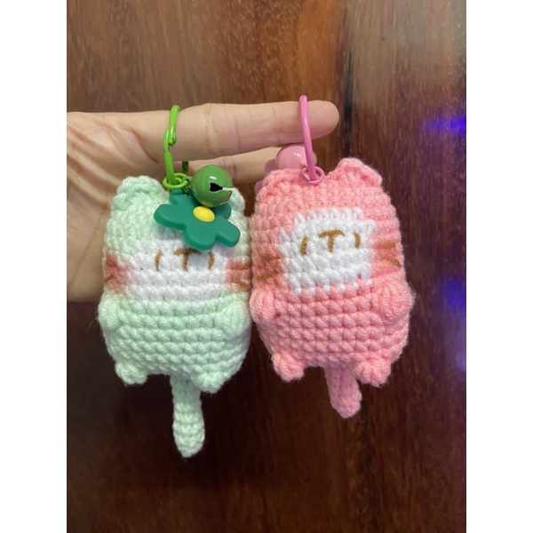 Móc khoá mèo len mini