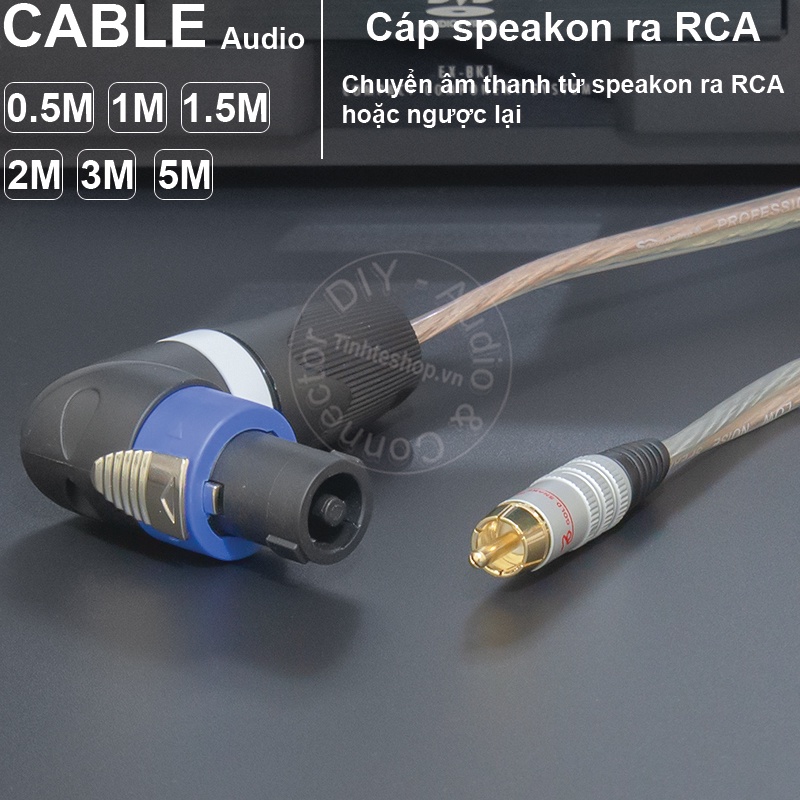 Cáp loa sang AV chuyển âm từ Cục đẩy công suất sang Âm ly Loa DIY 0.5 đến 5 mét - Speakon to RCA cable