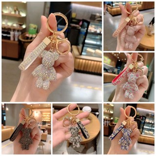 Móc khoá ô tô gấu đính đá siêu kute