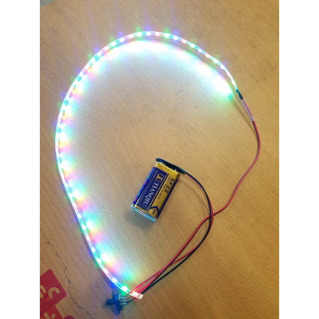 Xuongpin.vn Dây đèn led nhiều màu sắc kèm đế pin 9v và công tắc dùng để trang trí và chế tạo,hàng mới 100%