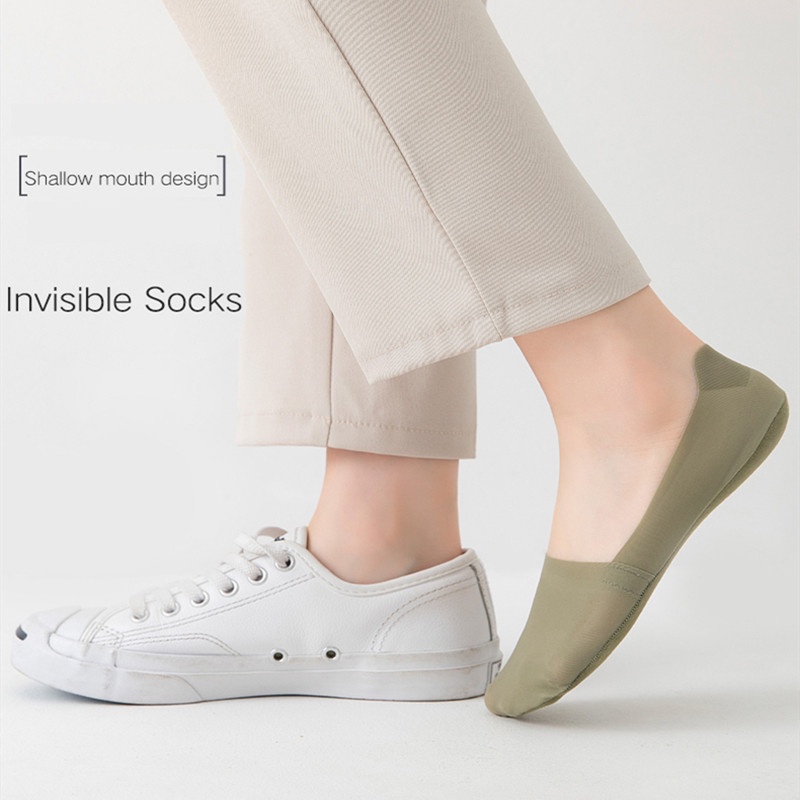 Vớ Thuyền Bằng Silicone Cotton Siêu Mỏng Thoáng Khí Chống Trượt Cho Nam Nữ