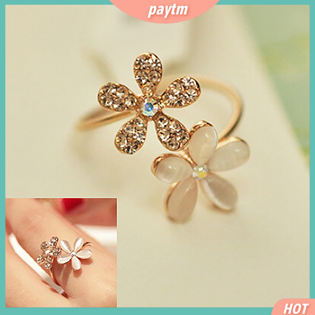 (PTM) Nhẫn đính đá hình hoa cúc dễ thương