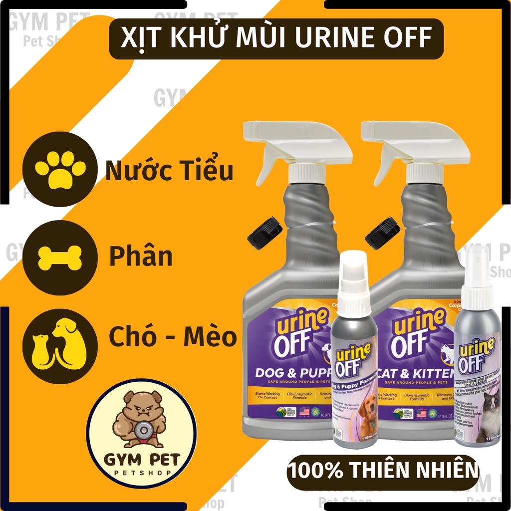 Xịt khử mùi khai, hôi nước tiểu chó mèo Urine off Mỹ giúp khử mùi hôi phân và vết ố vàng nước tiểu mèo chó