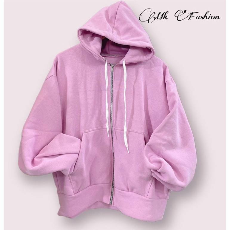 Áo khoác nỉ hoodie zip basic from rộng nam nữ thu đông alohashop91