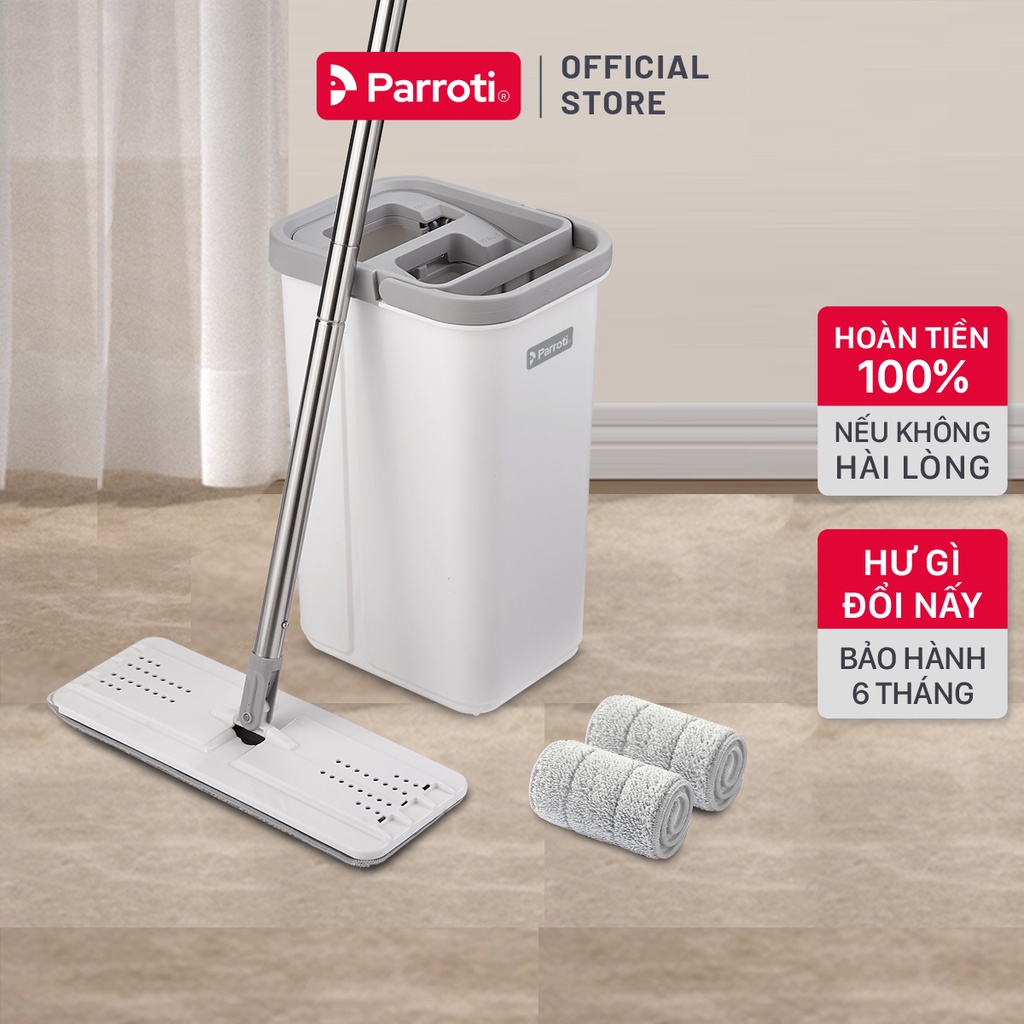 Cây lau nhà tự vắt thông minh, lau 360 độ, sàn nhà sạch khô nhanh Parroti Pro PR01