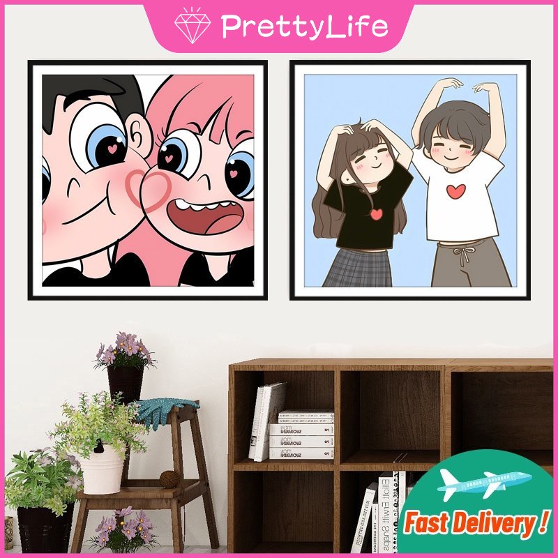 Bộ Tranh Đính Đá 5D Tự Làm 30x30cm Hình Cặp Đôi Trang Trí Nhà Cửa