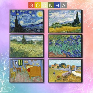 Khung tranh treo tường in vải canvas chủ đề Van Gogh Góc Nhà Decor tặng kèm đinh treo tranh Mã 1526-11
