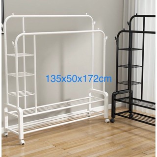 Kệ treo quần áo 2 trong 1- Giá treo quần áo khung thép các con chịu lực tốt