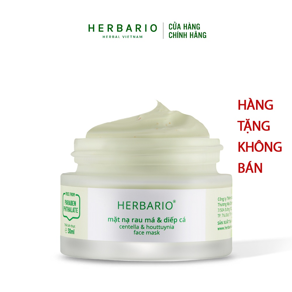 [HÀNG TẶNG KHÔNG BÁN] Mặt nạ Rau Má & Diếp Cá giảm dầu, mụn Herbario 30ml thuần chay