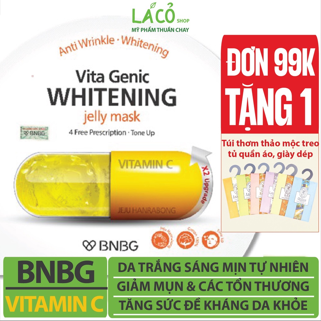 Mặt nạ BNBG Vita Mask vitamin C dưỡng da trắng sáng mờ thâm nám mặt nạ Hàn Quốc bnbg mask mặt nạ giấy vàng chanh 30ml